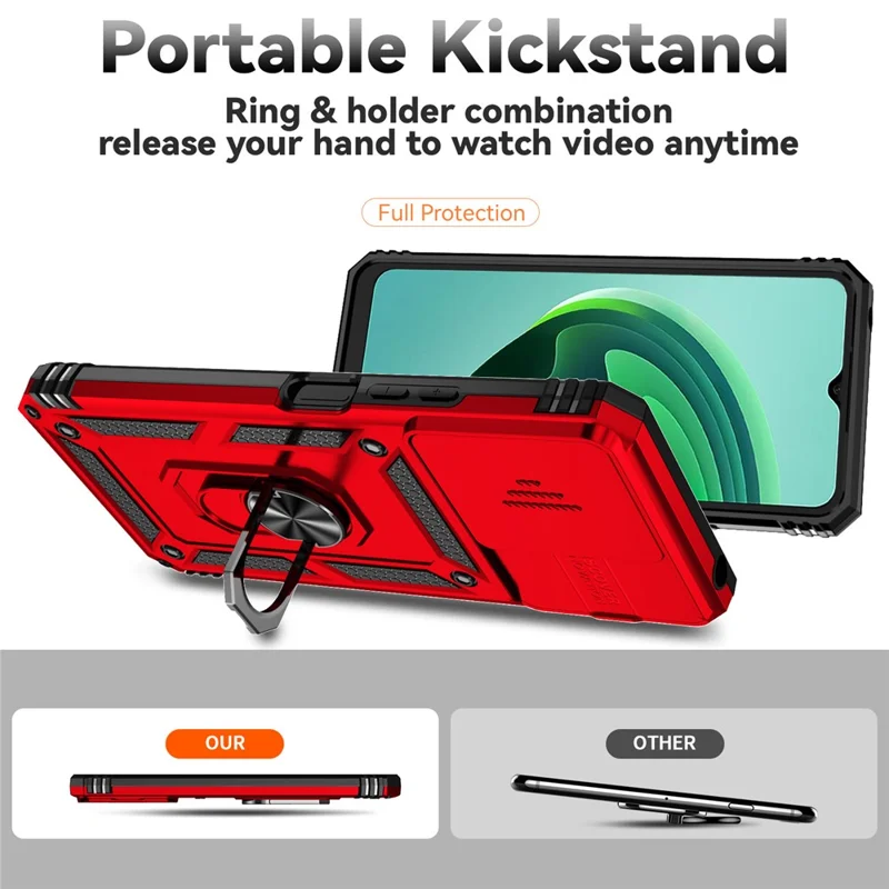 For Xiaomi Redmi 13C 4G / Poco C65 4G Phone Case Military Grade Camera Protection Cover - Red