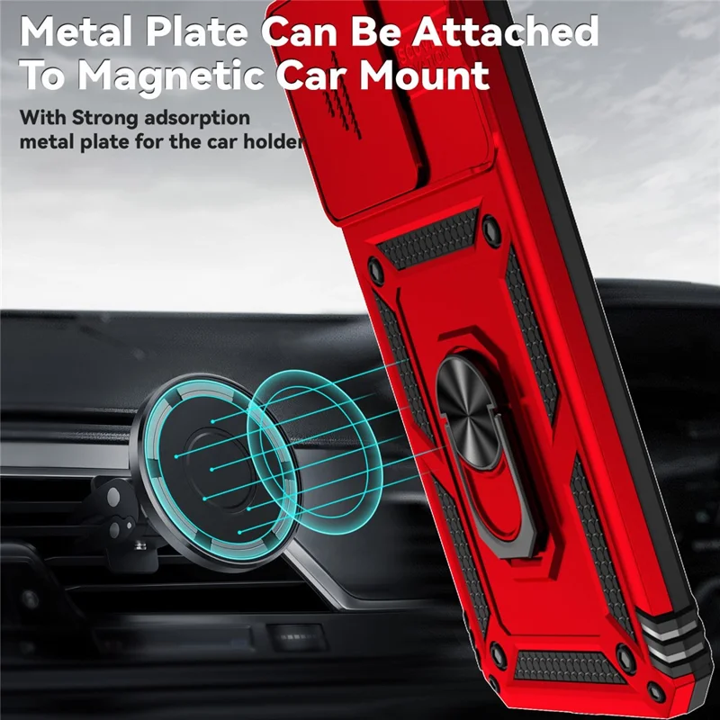 For Xiaomi Redmi 13C 4G / Poco C65 4G Phone Case Military Grade Camera Protection Cover - Red