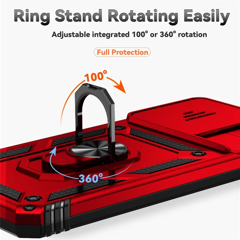 For Xiaomi Redmi 13C 4G / Poco C65 4G Phone Case Military Grade Camera Protection Cover - Red