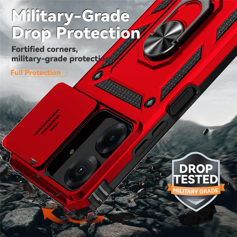 For Xiaomi Redmi 13C 4G / Poco C65 4G Phone Case Military Grade Camera Protection Cover - Red