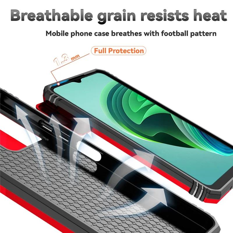 For Xiaomi Redmi 13C 4G / Poco C65 4G Phone Case Military Grade Camera Protection Cover - Red