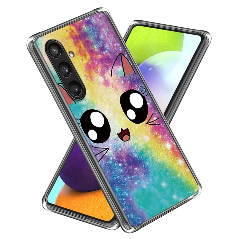 For Samsung Galaxy S24 Case Pattern Flexible TPU Phone Back Cover Shell - Rainbow Cat