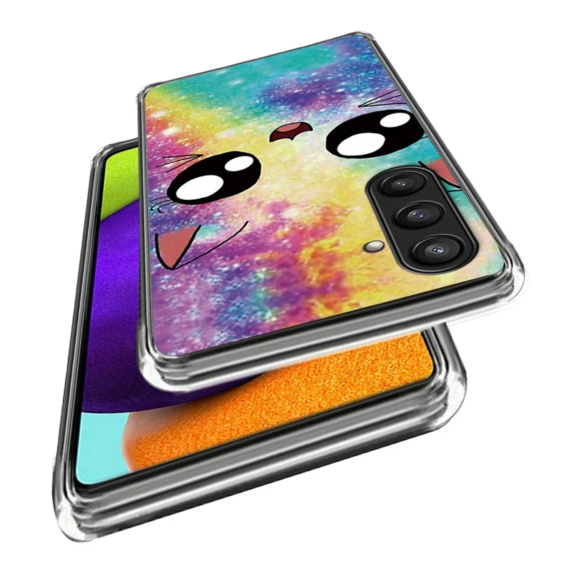 For Samsung Galaxy S24 Case Pattern Flexible TPU Phone Back Cover Shell - Rainbow Cat