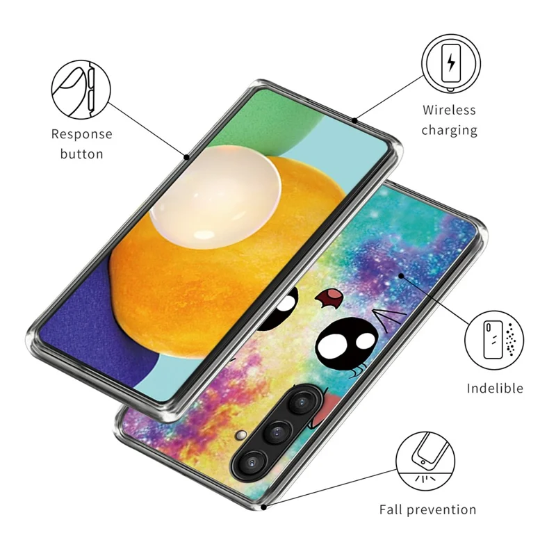 For Samsung Galaxy S24 Case Pattern Flexible TPU Phone Back Cover Shell - Rainbow Cat