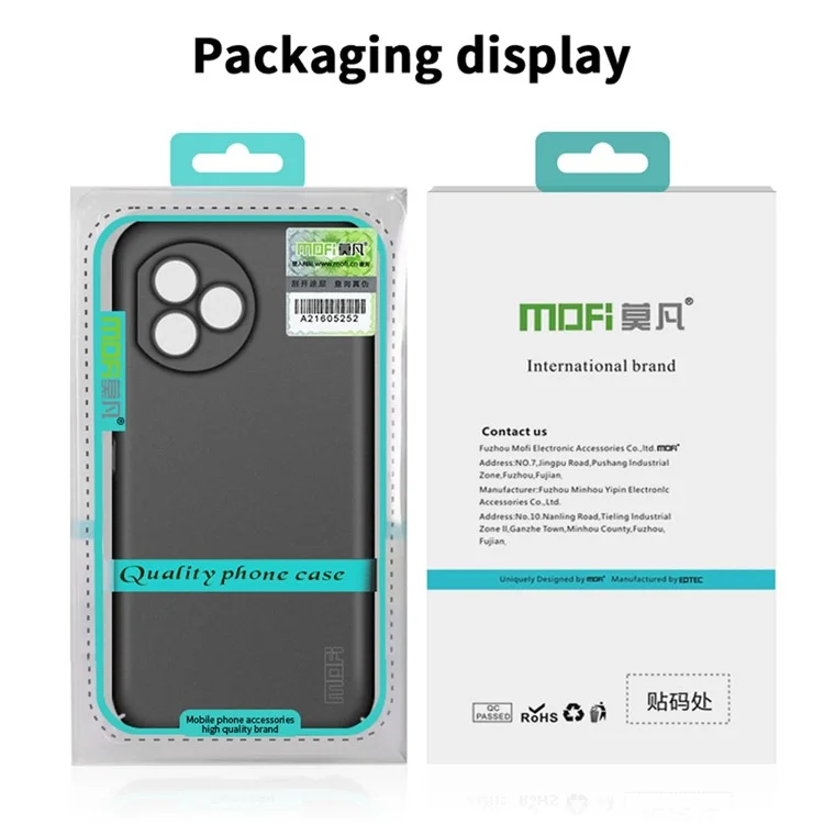 MOFI Escudo Serie Mate para Honor X50i+ 5G Funda de teléfono dura de PC Antiarañazos - Negro 