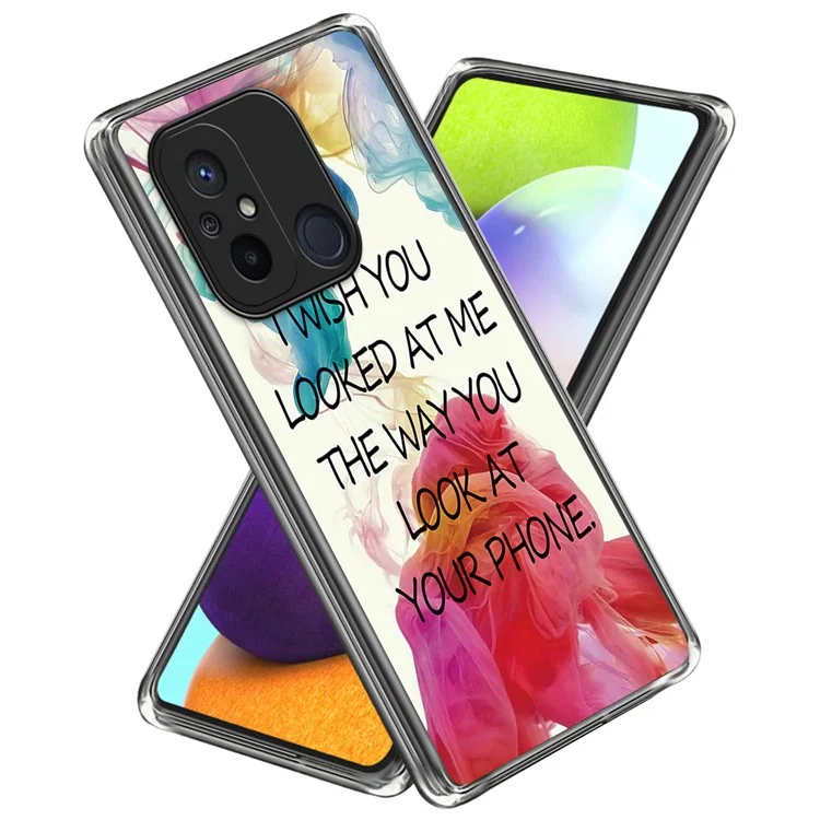 Для Xiaomi Redmi 12C 4G Pattern IMD Phone Case Shockproof Protective TPU Back Cover - Посмотрели на меня