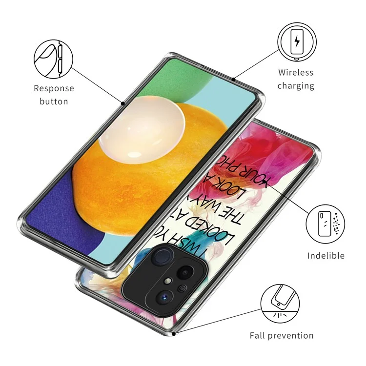 Для Xiaomi Redmi 12C 4G Pattern IMD Phone Case Shockproof Protective TPU Back Cover - Посмотрели на меня
