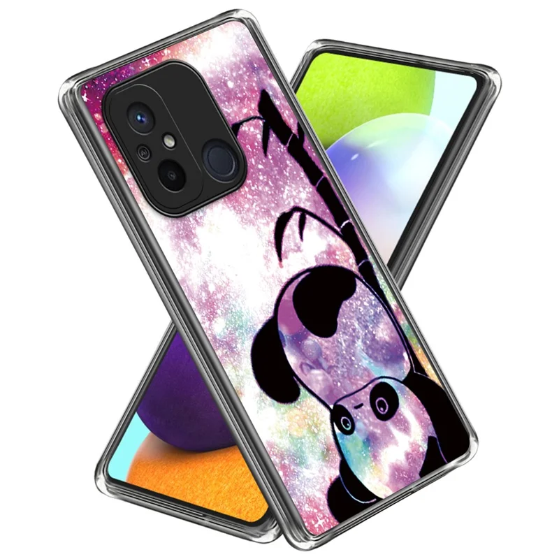 For Xiaomi Redmi 12C 4G Pattern IMD Phone Case Shockproof Protective TPU Back Cover - Cute Panda