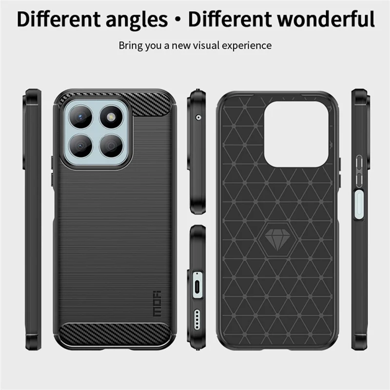 MOFI JK TPU Series-1 Para Case de telefone Honor X8b 4G - Textura de fibra de carbono Capa TPU macia - Preto