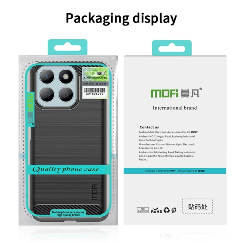 MOFI JK TPU Series-1 Para Case de telefone Honor X8b 4G - Textura de fibra de carbono Capa TPU macia - Preto
