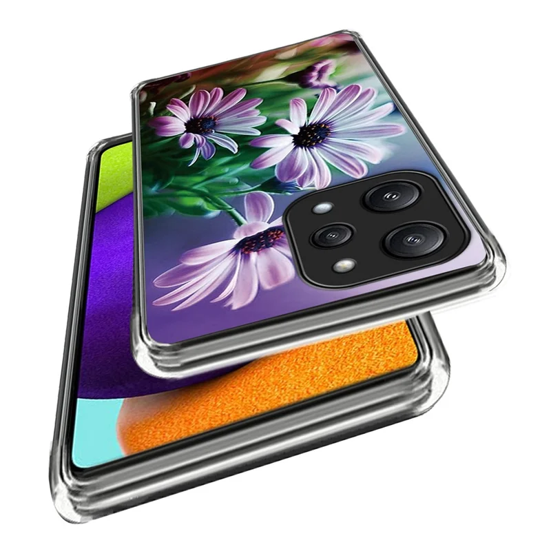 For Xiaomi Redmi 12 5G (Global) Phone Case Pattern Design Flexible TPU Shockproof Shell - Purple Chrysanthemum