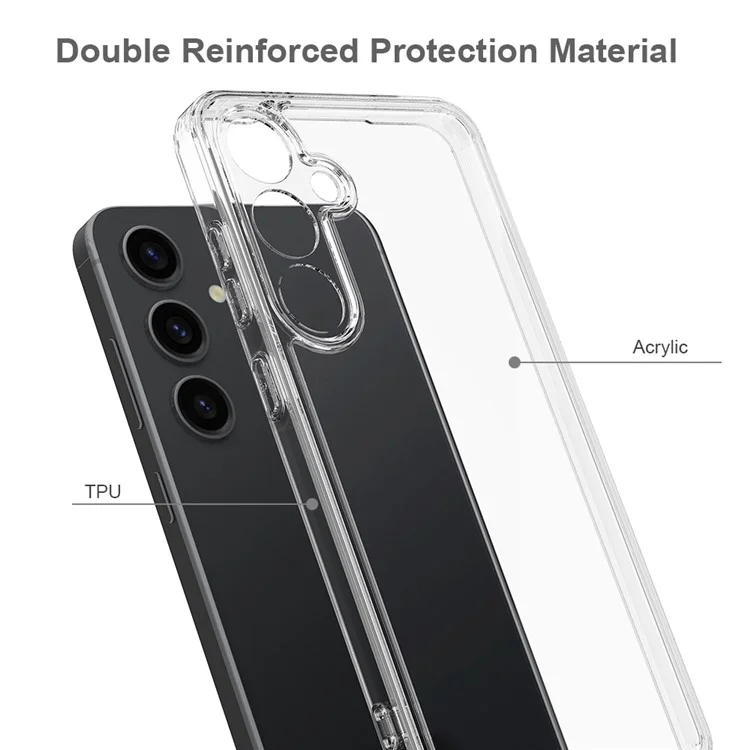 Para Samsung Galaxy A55 5G Funda Transparente Acrílico+TPU Anticaídas Funda de Teléfono