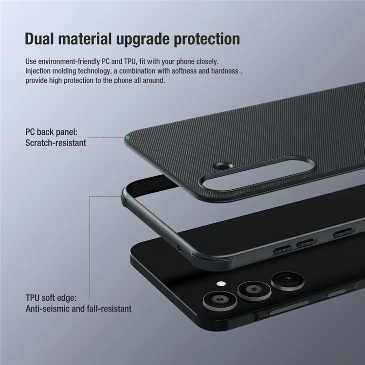 NILLKIN Super Frosted Shield Pro for Samsung Galaxy A55 5G Phone Case PC+TPU Cover - Black