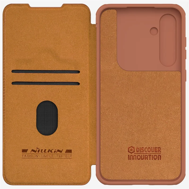 NILLKIN Qin Pro Series for Samsung Galaxy A55 5G Phone Case with Card Slots Leather Cover - Brown