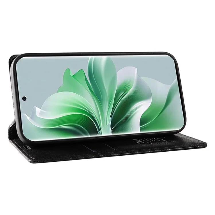 YIKATU YK-006 For Oppo Reno11 5G (Global) Cell Phone Case Litchi Texture PU Leather Stand Wallet Cover - Navy Blue
