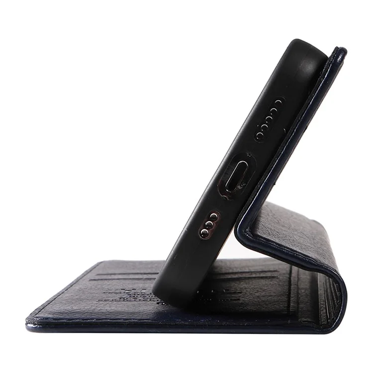 YIKATU YK-006 For Oppo Reno11 5G (Global) Cell Phone Case Litchi Texture PU Leather Stand Wallet Cover - Navy Blue