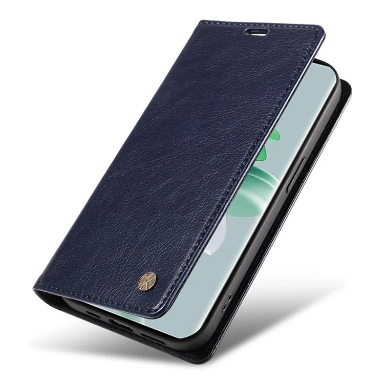 YIKATU YK-006 For Oppo Reno11 5G (Global) Cell Phone Case Litchi Texture PU Leather Stand Wallet Cover - Navy Blue