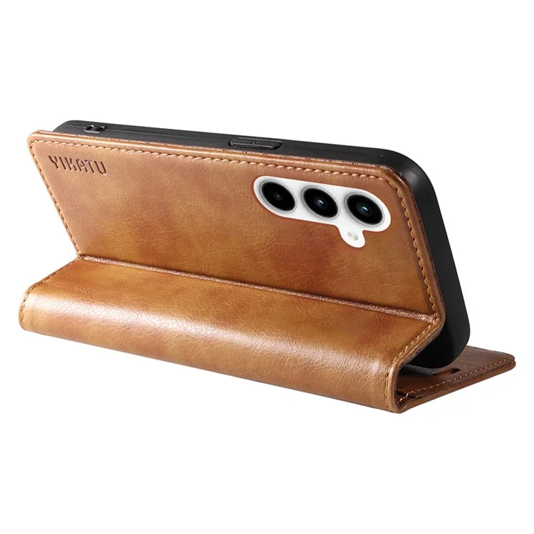 Étui pour téléphone portable YIKATU YK-006 pour Samsung Galaxy A35 5G, résistant aux chutes, en cuir PU+TPU avec portefeuille - Marron