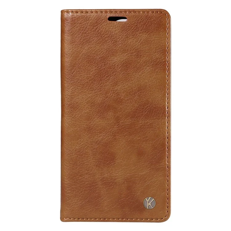 Étui pour téléphone portable YIKATU YK-006 pour Samsung Galaxy A35 5G, résistant aux chutes, en cuir PU+TPU avec portefeuille - Marron