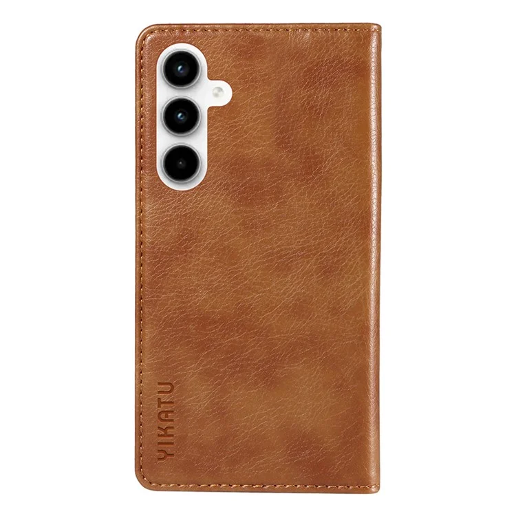 Étui pour téléphone portable YIKATU YK-006 pour Samsung Galaxy A35 5G, résistant aux chutes, en cuir PU+TPU avec portefeuille - Marron