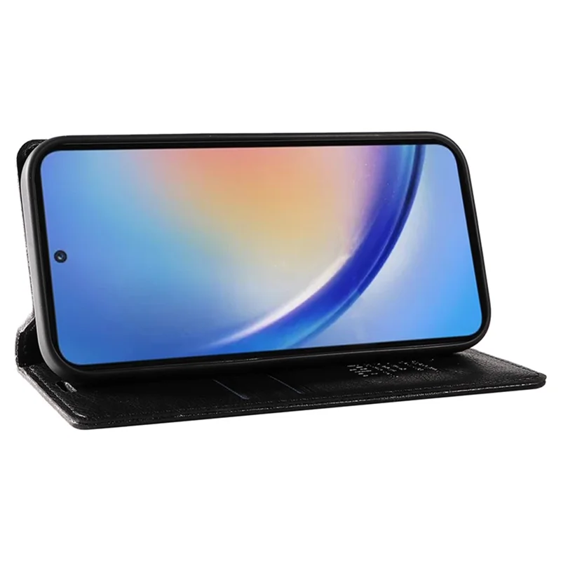 YIKATU YK-006 til Samsung Galaxy A35 5G Mobiltelefon Case Faldsikkert PU Læder+TPU Wallet Cover - Sort