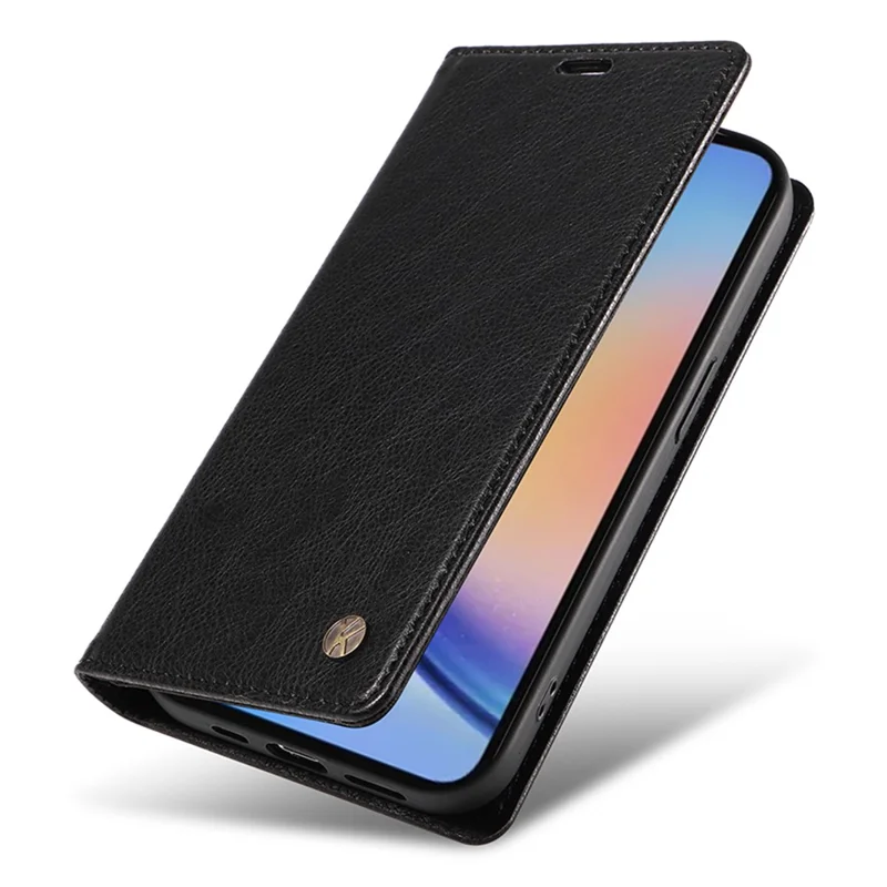 YIKATU YK-006 til Samsung Galaxy A35 5G Mobiltelefon Case Faldsikkert PU Læder+TPU Wallet Cover - Sort