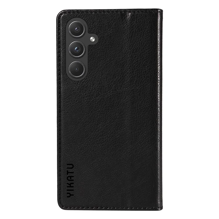 YIKATU YK-006 für Samsung Galaxy A55 5G Hülle Magnetischer Verschluss PU-Leder+TPU Geldbörse Ständer Abdeckung - Schwarz