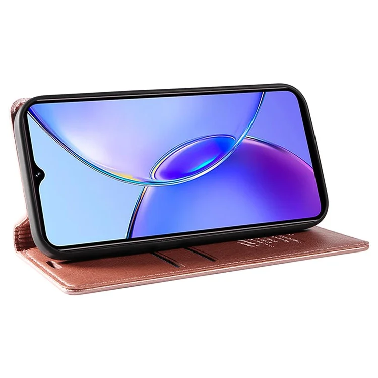 YIKATU YK-006 für vivo Y17s 4G Smartphone-Hülle, PU-Leder+TPU, Litschitextur, stoßfest, Brieftasche - Roségold
