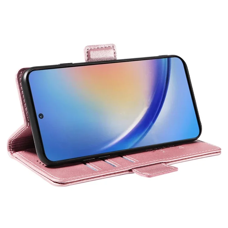 YIKATU YK-003 pour Samsung Galaxy A35 5G Étui en cuir portefeuille Housse de téléphone - Or rose