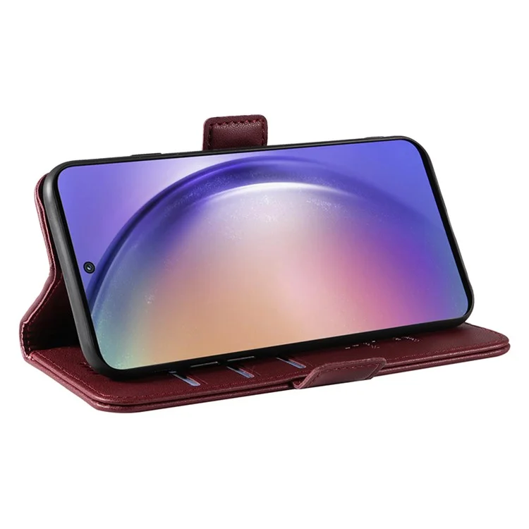 YIKATU YK-003 For Samsung Galaxy A55 5G Wallet Leather Case Side Magnetic Clasp - Wine Red