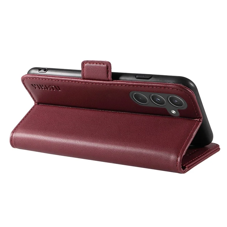 YIKATU YK-003 For Samsung Galaxy A55 5G Wallet Leather Case Side Magnetic Clasp - Wine Red