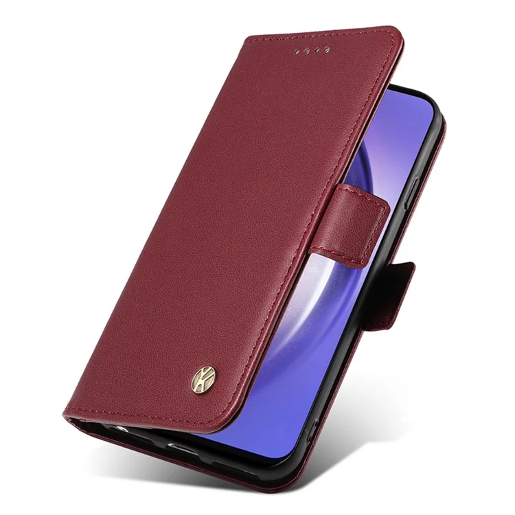 YIKATU YK-003 For Samsung Galaxy A55 5G Wallet Leather Case Side Magnetic Clasp - Wine Red