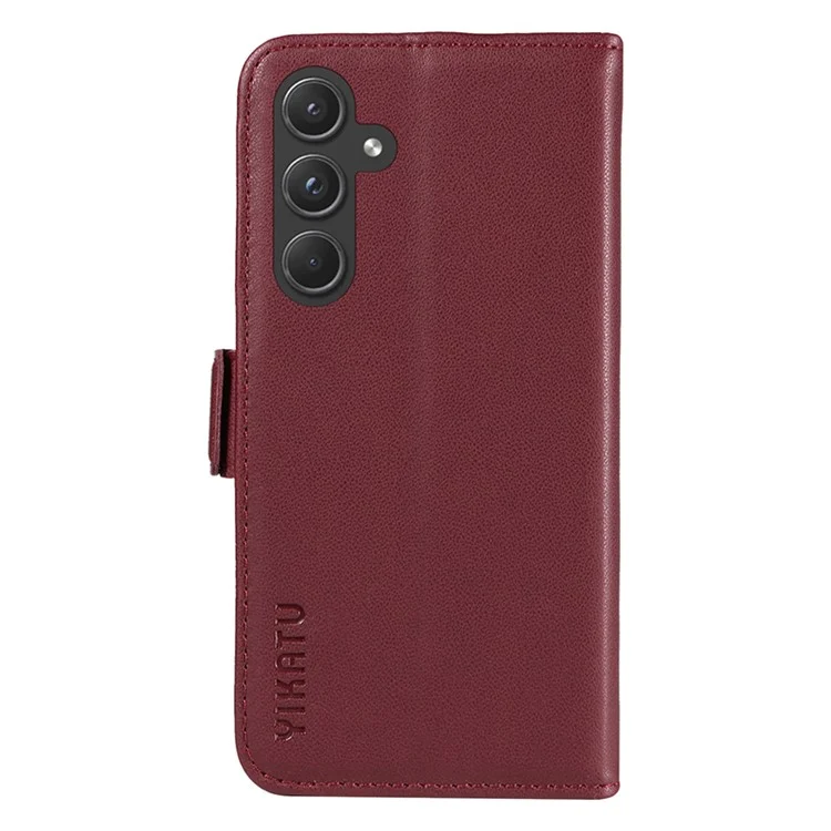 YIKATU YK-003 For Samsung Galaxy A55 5G Wallet Leather Case Side Magnetic Clasp - Wine Red
