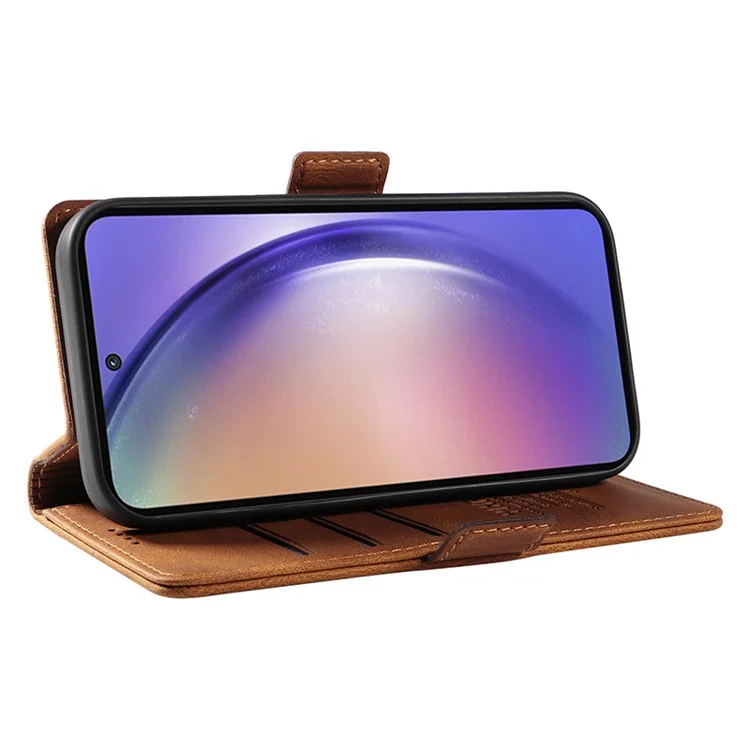 YIKATU YK-005 Für Samsung Galaxy A55 5G Hülle Leder Skin-Touch-Ständer Telefonabdeckung - Braun