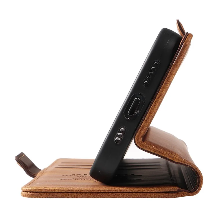 YIKATU YK-005 Für Samsung Galaxy A55 5G Hülle Leder Skin-Touch-Ständer Telefonabdeckung - Braun