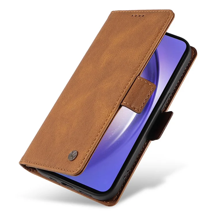YIKATU YK-005 Für Samsung Galaxy A55 5G Hülle Leder Skin-Touch-Ständer Telefonabdeckung - Braun