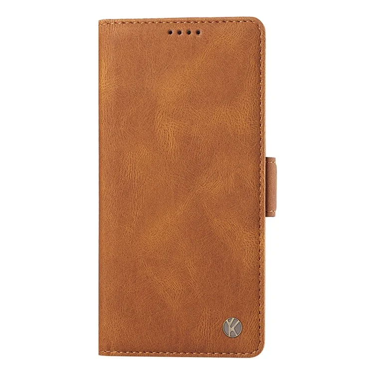 YIKATU YK-005 Für Samsung Galaxy A55 5G Hülle Leder Skin-Touch-Ständer Telefonabdeckung - Braun