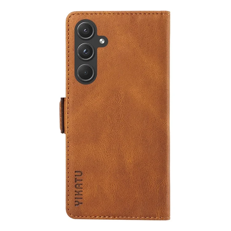 YIKATU YK-005 Für Samsung Galaxy A55 5G Hülle Leder Skin-Touch-Ständer Telefonabdeckung - Braun
