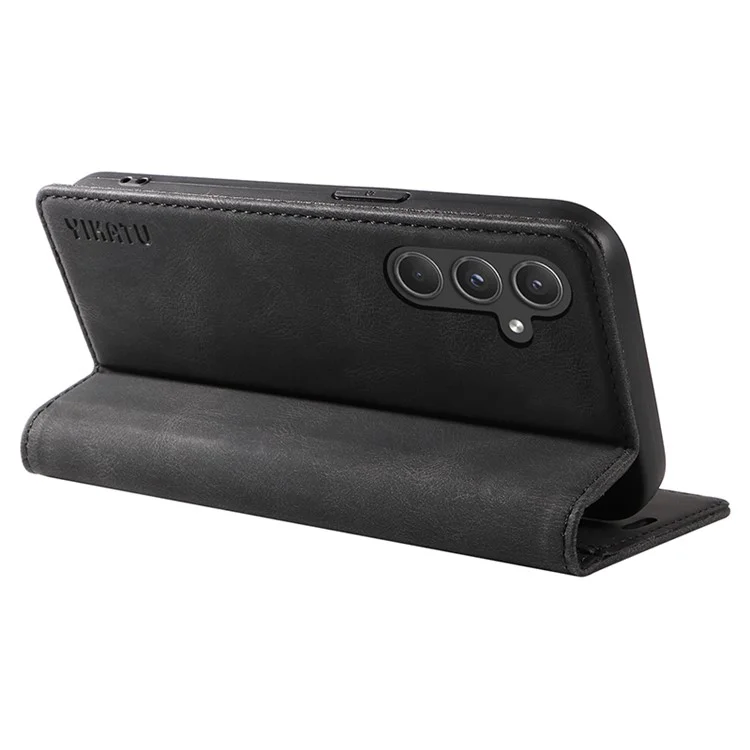 YIKATU YK-004 für Samsung Galaxy A55 5G Hülle Starke Magnetische PU-Leder Handyhülle - Schwarz