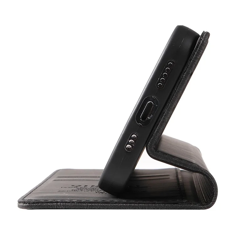 YIKATU YK-004 für Samsung Galaxy A55 5G Hülle Starke Magnetische PU-Leder Handyhülle - Schwarz