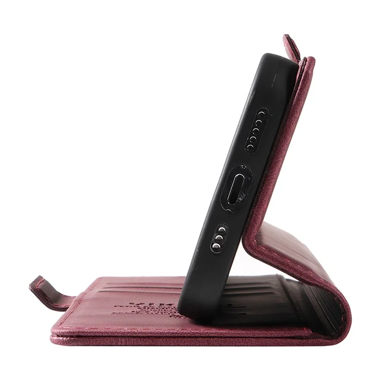 YIKATU YK-005 Funda para Motorola Edge 40 Neo 5G de piel sintética PU, billetera, soporte, vinorojo