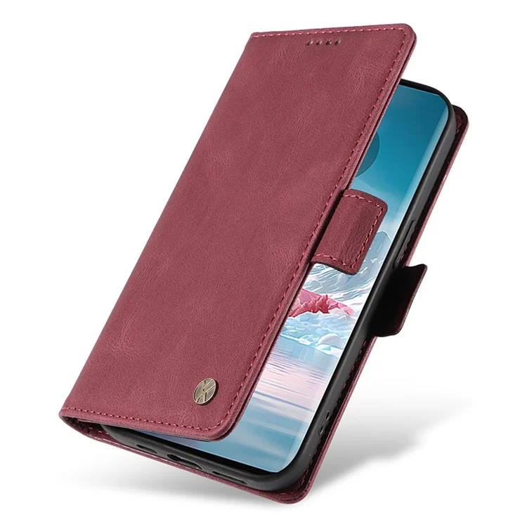 YIKATU YK-005 Funda para Motorola Edge 40 Neo 5G de piel sintética PU, billetera, soporte, vinorojo