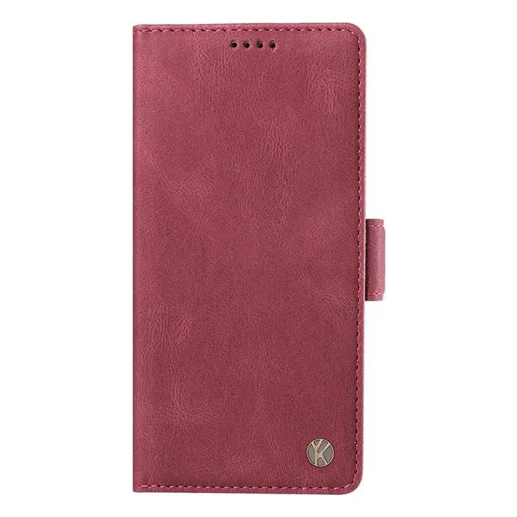 YIKATU YK-005 Funda para Motorola Edge 40 Neo 5G de piel sintética PU, billetera, soporte, vinorojo