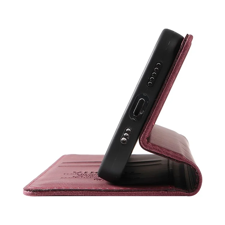 YIKATU YK-004 For Samsung Galaxy A35 5G Strong Magnetic Case PU Leather Wallet Cover - Wine Red