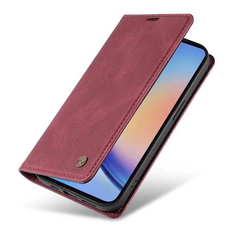 YIKATU YK-004 For Samsung Galaxy A35 5G Strong Magnetic Case PU Leather Wallet Cover - Wine Red
