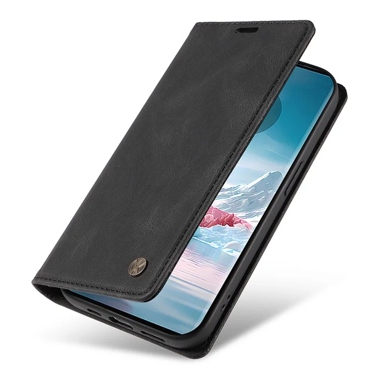 YIKATU YK-004 für Motorola Edge 40 Neo 5G Magnetische Hülle Skin-Touch-Leder Standfuß Wallet Phone Cover - Schwarz
