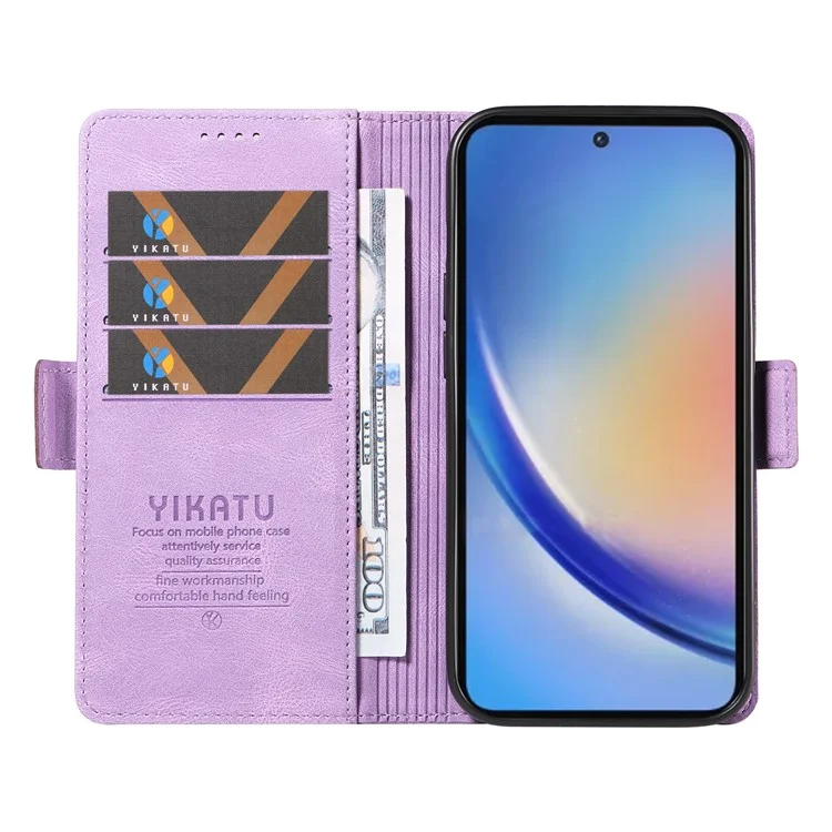 YIKATU YK-005 For Samsung Galaxy A35 5G Phone Cover Skin-touch PU Leather Stand Case - Purple