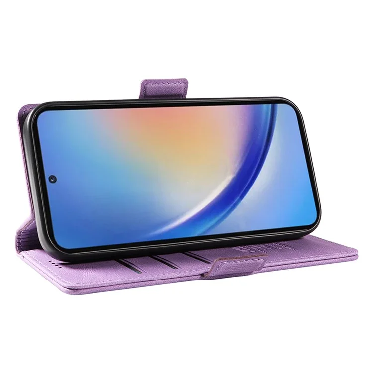 YIKATU YK-005 For Samsung Galaxy A35 5G Phone Cover Skin-touch PU Leather Stand Case - Purple