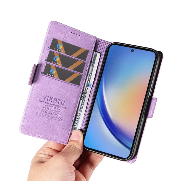 YIKATU YK-005 For Samsung Galaxy A35 5G Phone Cover Skin-touch PU Leather Stand Case - Purple