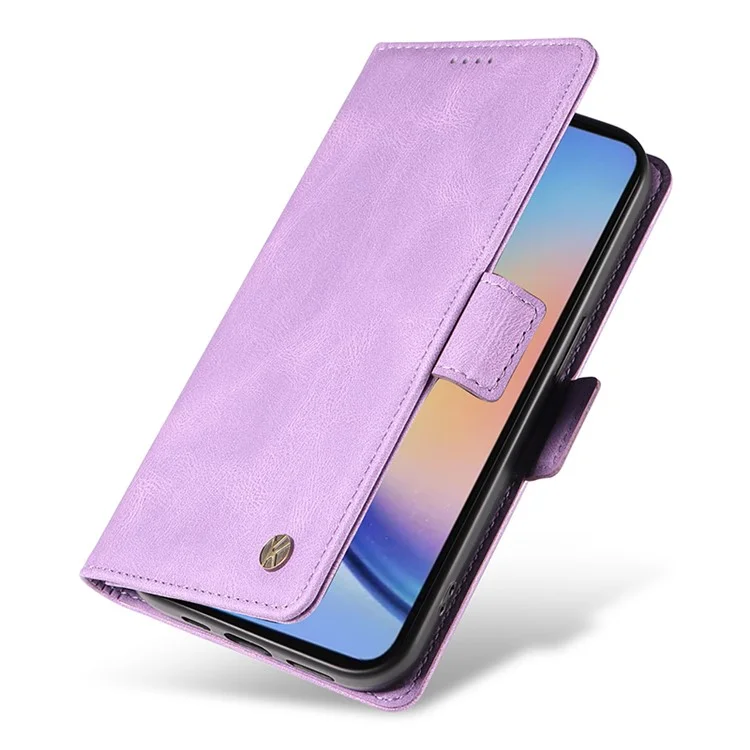 YIKATU YK-005 For Samsung Galaxy A35 5G Phone Cover Skin-touch PU Leather Stand Case - Purple